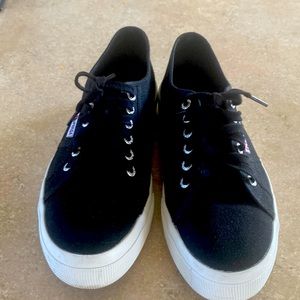 Superga Black Platforms size 40